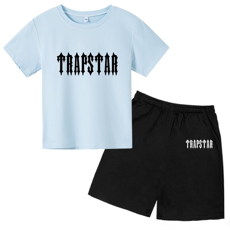 T-shirt anak-anak kasual cetak merek atasan ventilasi musim panas anak perempuan anak laki-laki set olahraga pakaian kasual Toddle 3-12 tahun pakaian