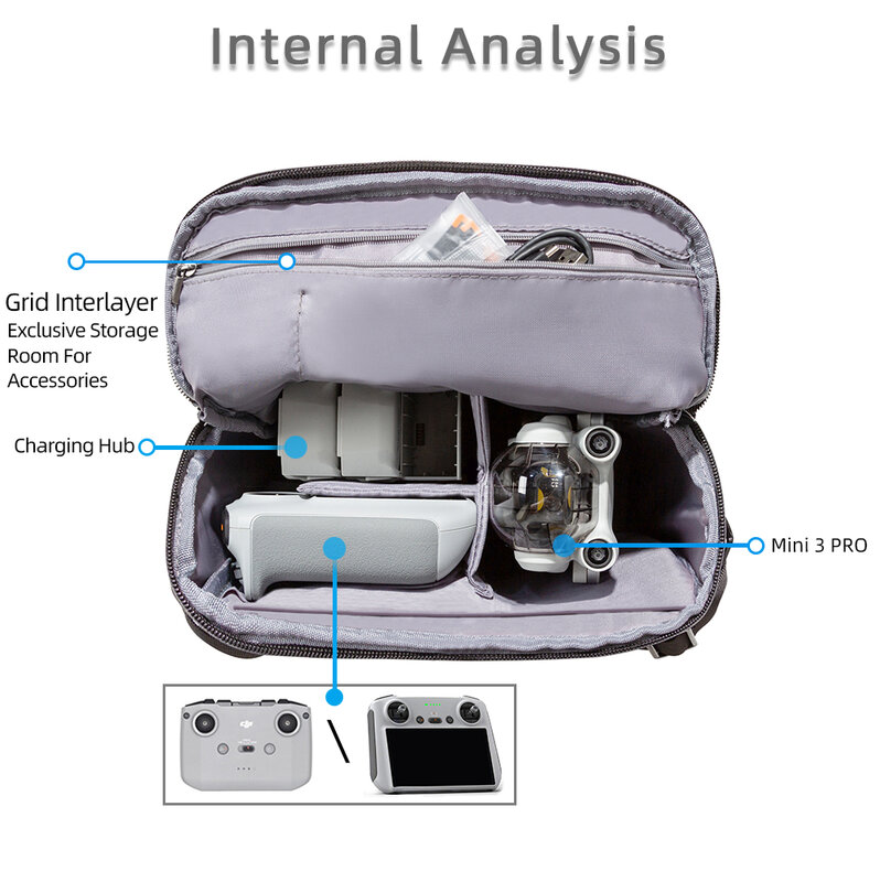 Bolsa de accesorios para DJI mini 4Pro, bolsa de almacenamiento resistente a la presión, bolsa universal a prueba de golpes, accesorios