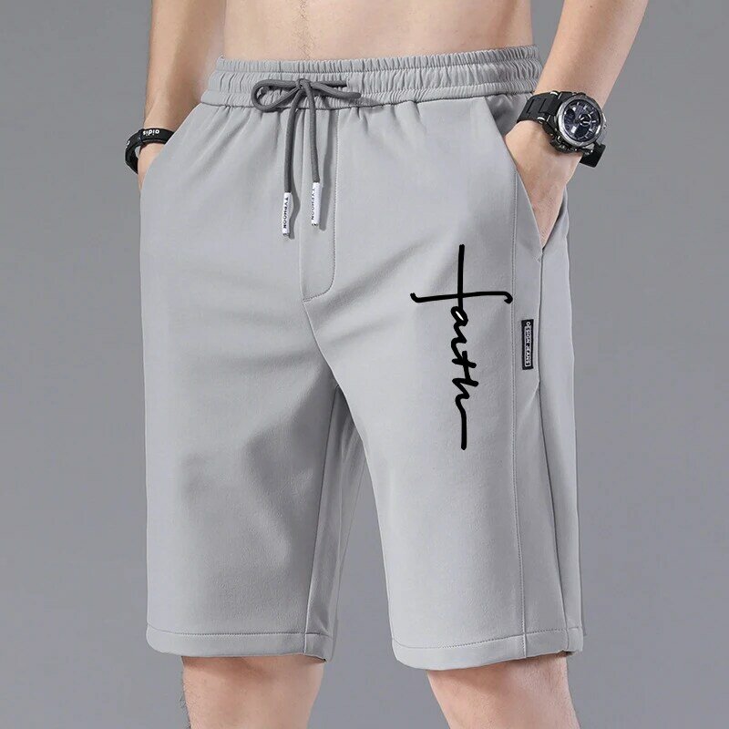 Пляжные корейские спортивные однотонные брюки для фитнеса дышащие однотонные летние мужские брюки для улицы шорты тренировочные брюки с принтом для моря