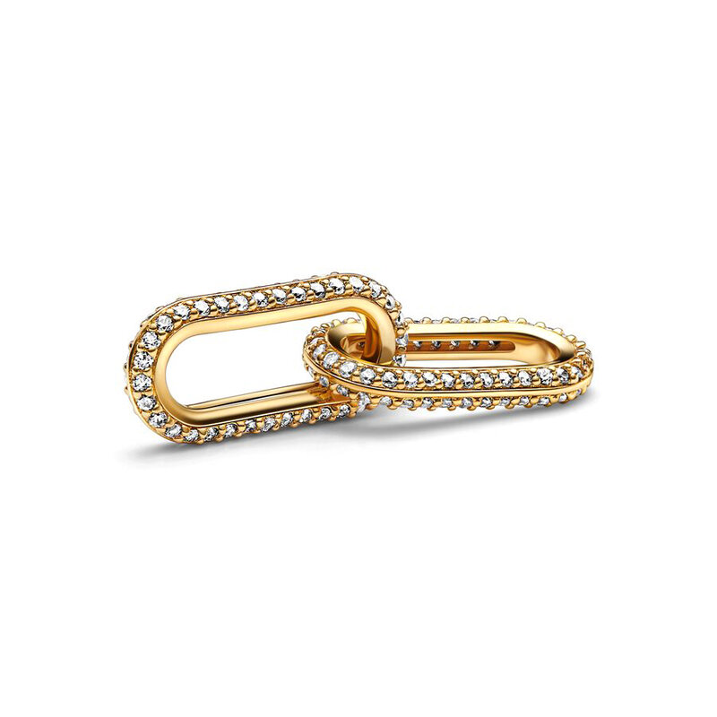 2024 baru Me Series Heart Styling Pave Double Link Mini Charm Beads Fit asli Pandora Me gelang & kalung wanita hadiah perhiasan