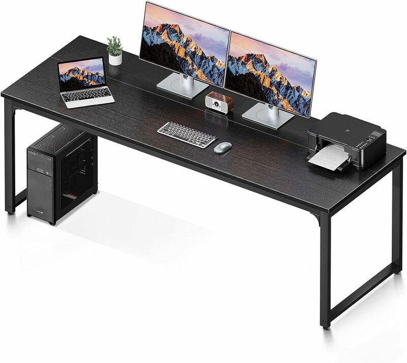 家庭やオフィス用のモダンでシンプルなスタイルのコンピューターデスク,学生用の黒いライティングデスク,71インチ
