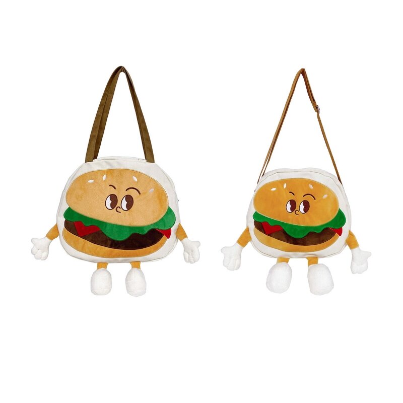 Школьная сумка для молодых студентов на молнии, маленькая милая гамбургерская индивидуальная парусиновая сумка через плечо,
