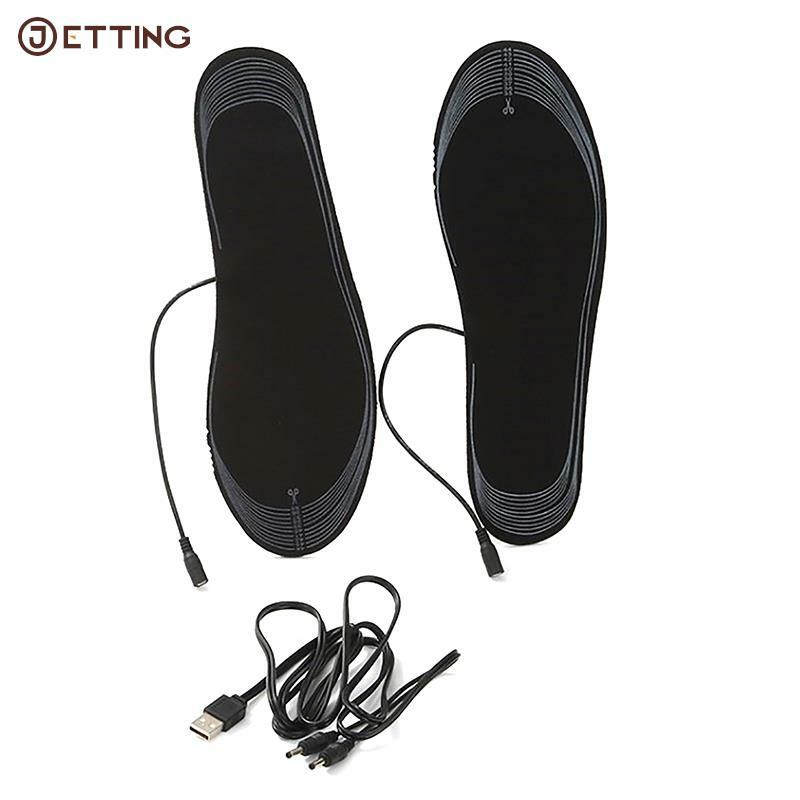 Plantilla eléctrica con calefacción USB para zapatos, almohadilla calentadora para pies, calcetín, alfombrilla para deportes al aire libre, invierno, color negro