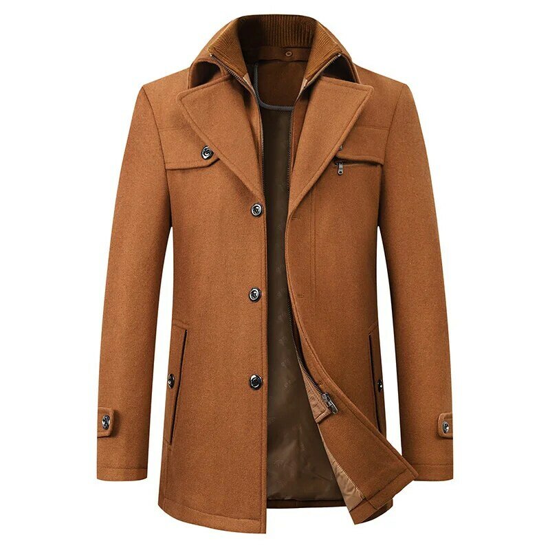 Nowy jesienno-zimowy wełniany płaszcz męski biznes na co dzień męski zagęszczony ciepły bardzo duża męski modny trencz
