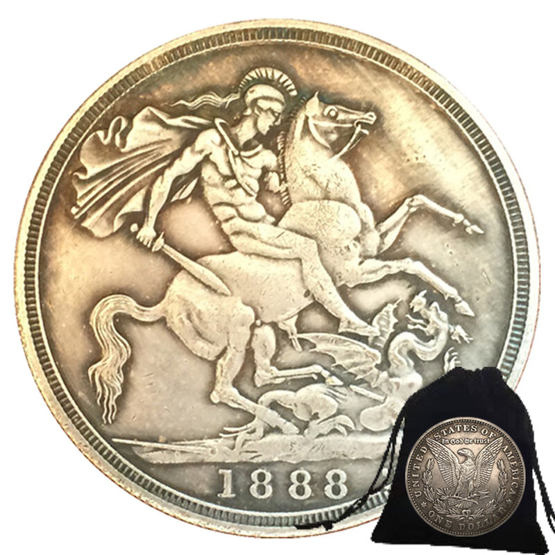 Luxury history British Brave knight Fun Couple Art Coin/Nightclub solution Coin/buona fortuna moneta tascabile commemorativa + borsa regalo