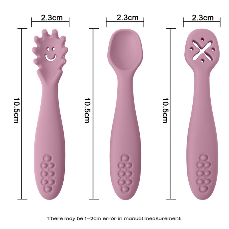 3PCS Cute Baby Learning Spoons Utensils Set Newborn Feeding Spoon Set Toddler Scoop Weaning Cutlery Children‘s Tablewar