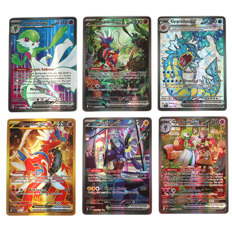 Cartões Pokémon Holográficos para Crianças, Violeta Escarlate, Presente Coreano Brilhante, Vstar, Vmax, GX em Inglês, Letter with Rainbow Arceus, Novo