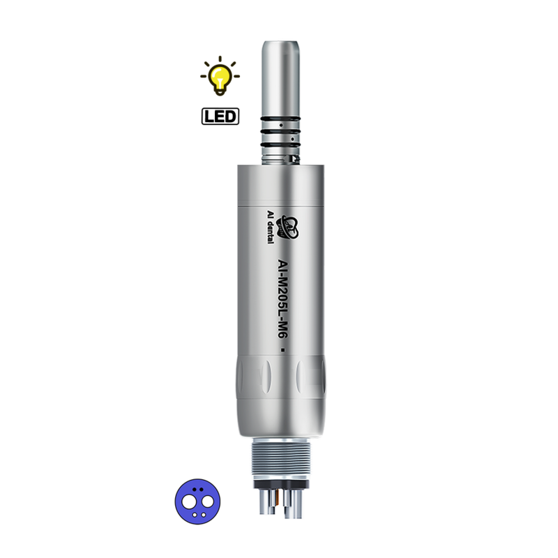 AI-M205LG LED Air Motor with Micro Power Generator Connoct Low Speed Handpiece Dental Chair 2/4/6 Holes Max Speed: 25,000 Min