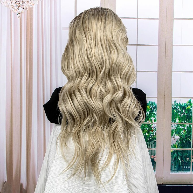 Gradient Wavy Wig 13x3 Lace Front Synthetic Body Wave Gradient Blonde Wig