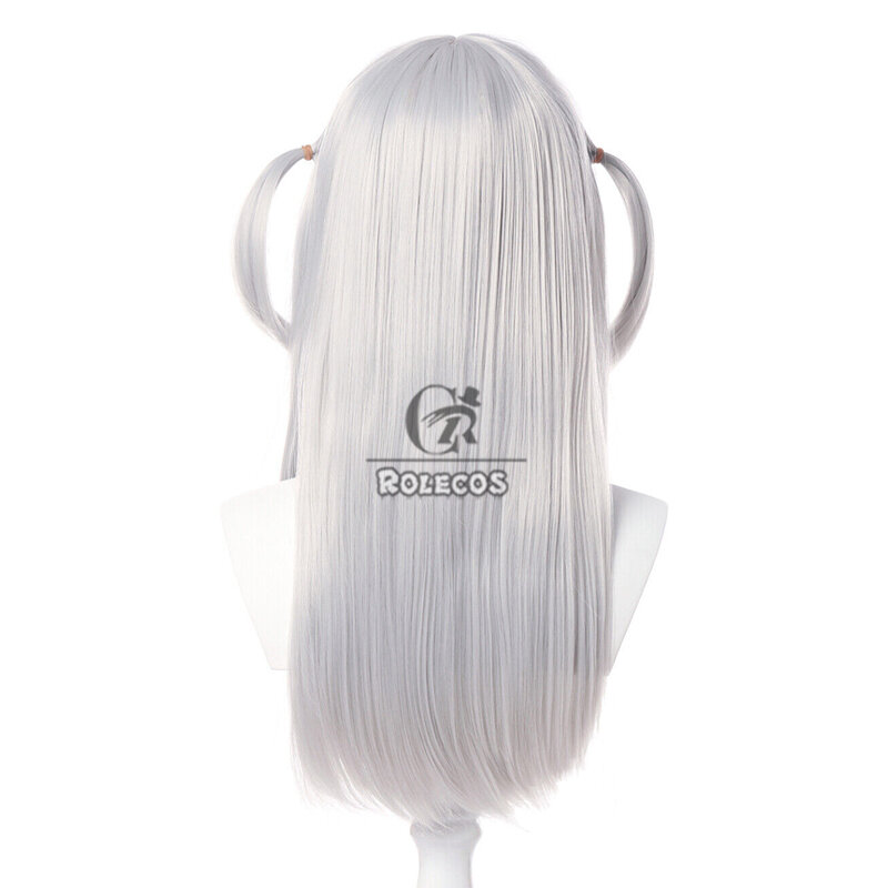 ROLECOS Hololive Gawr Gura Cosplay Wigs Gawr Gura 60cm Long Straight White Mixed Blue Cos Wig Heat Resistant Synthetic Hair