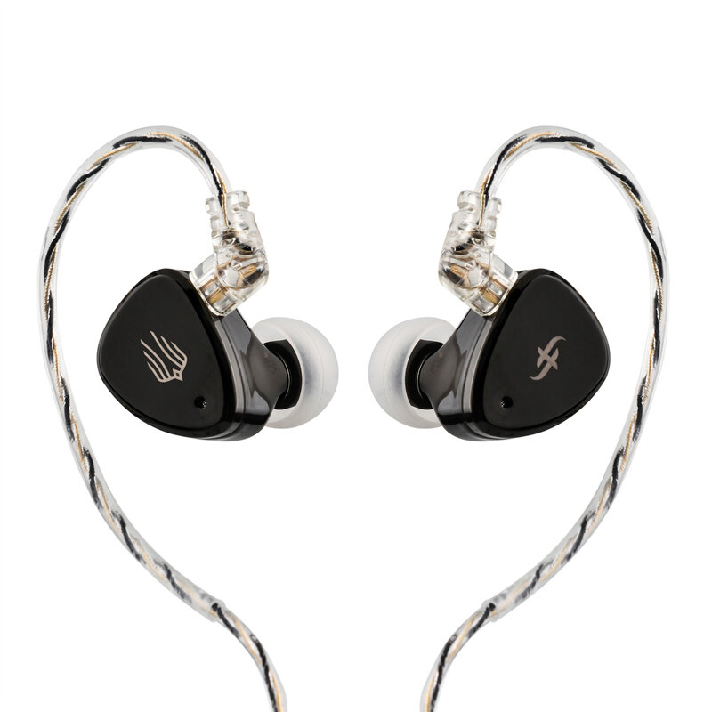 SIMGOT-auriculares intrauditivos híbridos EM6L 1DD + 4BA, dispositivo de audio HiFi IEM con Cable plateado OFC desmontable, para músicos y audiófilos