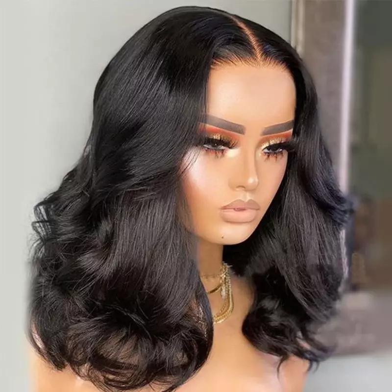 180% Density Transparent Short Bob Body Wave 13x4 Lace Front Human Hair Wigs Brazilian Remy Lace Frontal Closure Wig For Women