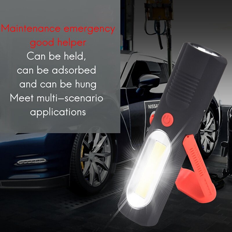 Poderosa lanterna portátil COB LED, luz de trabalho recarregável magnética, suporte de 360 graus, tocha suspensa, lâmpada para trabalho