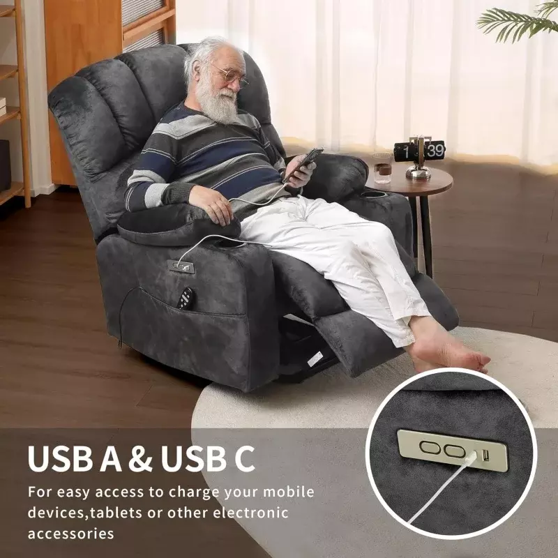 Dura space Power Lift Liege elektrische Lift Massage Liegestühle mit Wärme, große Schale Samt Rückenlehne Lift Stuhl Liegen