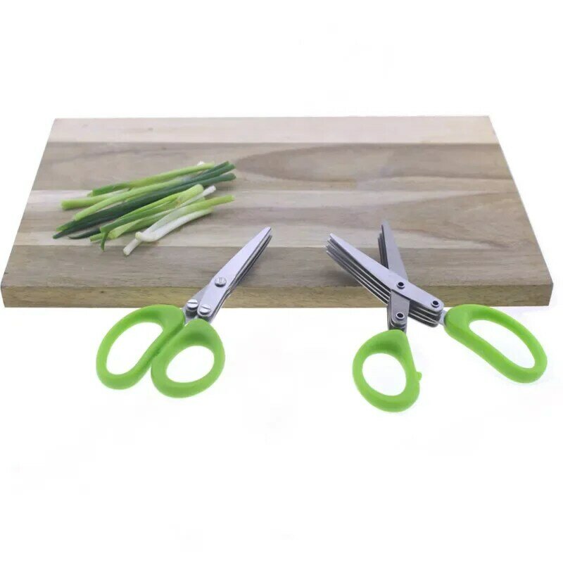 Forbici per scalogno Multi in acciaio inossidabile a 3 / 5 strati strumento per tagliare l'insalata di verdure accessori per cesoie da cucina utili