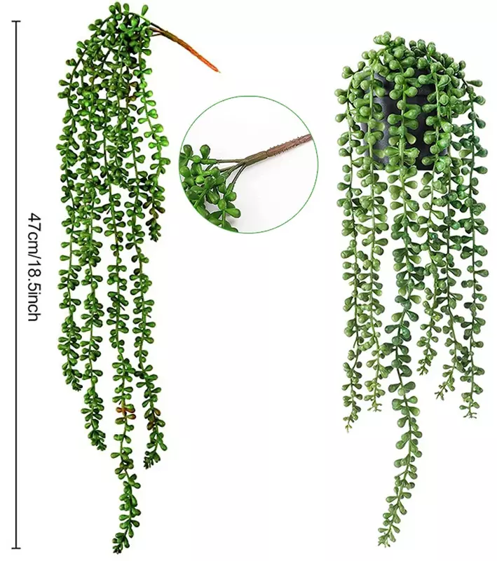 Sztuczne sukulenty wiszące rośliny ścienne eukaliptus Mandala wiszące doniczkowe plastikowe Garland ślubny wystrój domu Rattan Bonsai