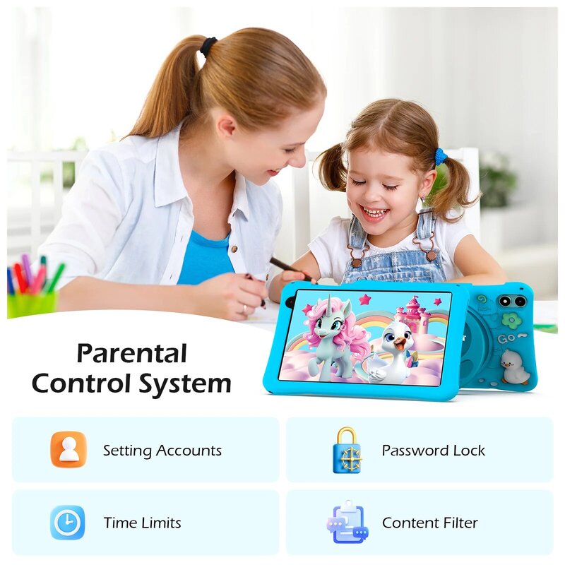 Teclast-Tablet com suporte ajustável para crianças, caixa de silicone ecológica, Wi-Fi 6, Android 13, P85TKids, 8 Polegada, 8GB de RAM, 64GB ROM