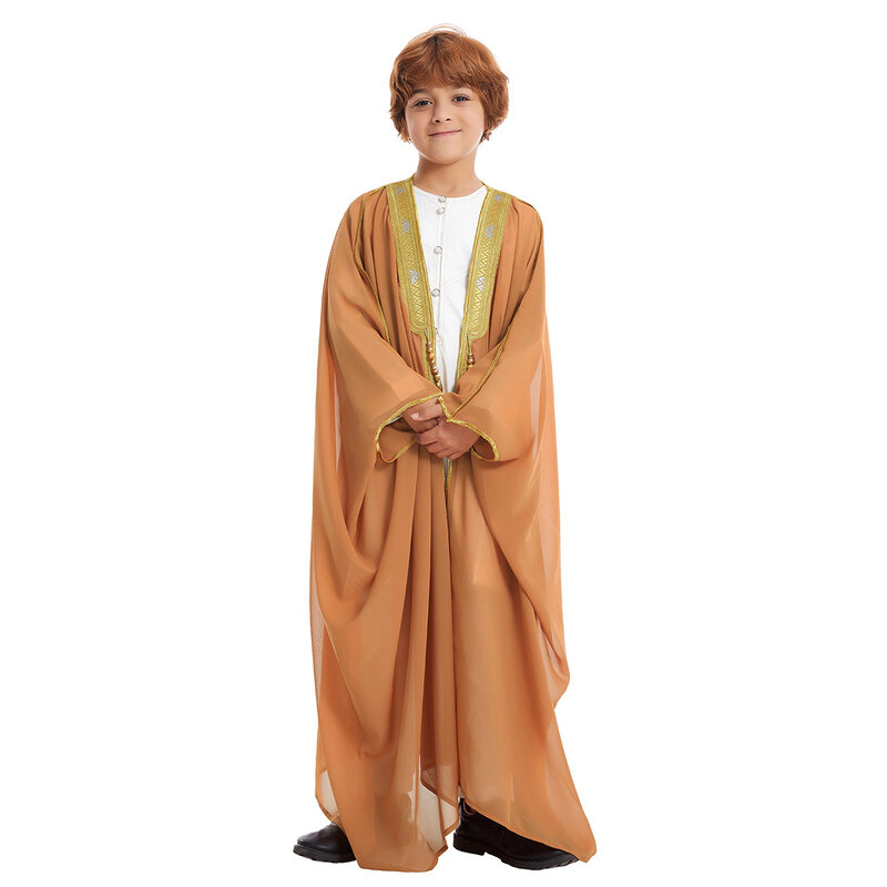 Eid Abayas Voor Gebedskleding Jongen Kids Kebaya Open Moslim Kimono Abaya Kalkoen Arabische Islam Djellaba Homme Robe Musulmane 2024