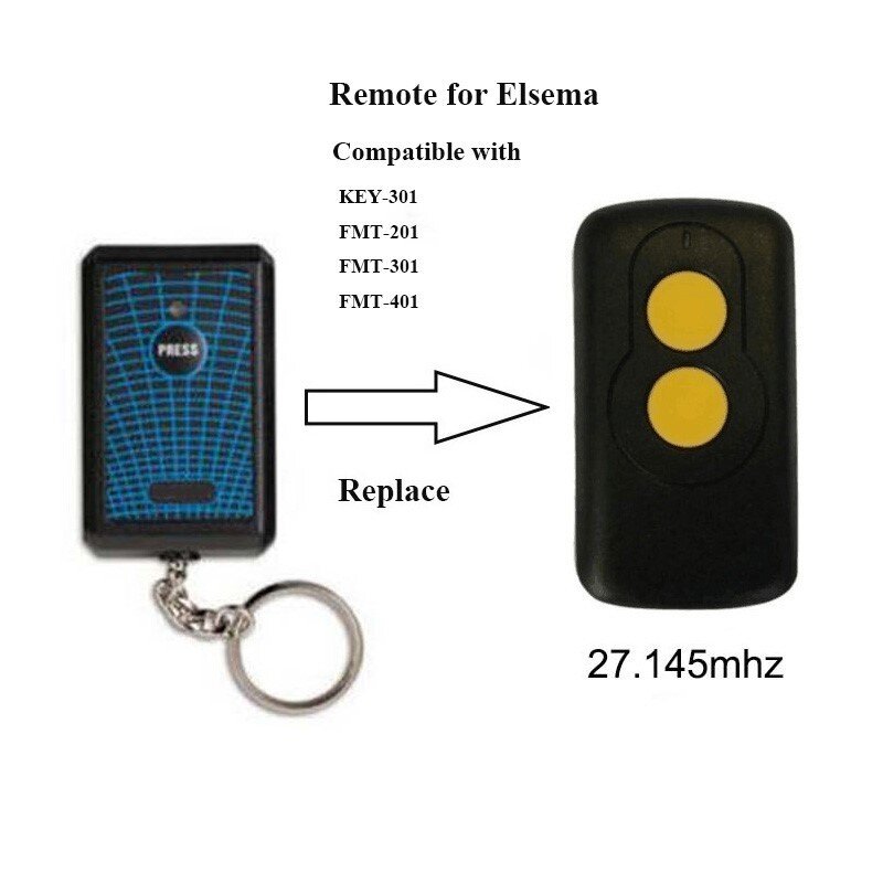 For Elsema Key 301 Garager Door Remote Control 27.145MHz Suits FMT201/FMT301/FMT401 Gate Remote Transmitter
