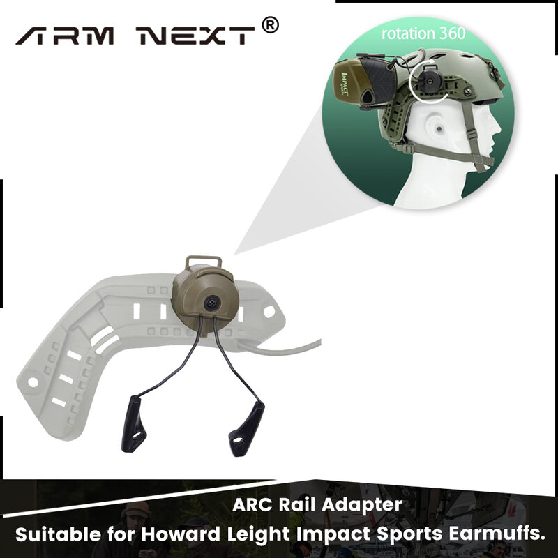 1 Par Tactical Headset Mount ARC OPS-CORE Capacete Rail Adapter para Howard Leeight Impacto Esporte Caça Tiro Headset