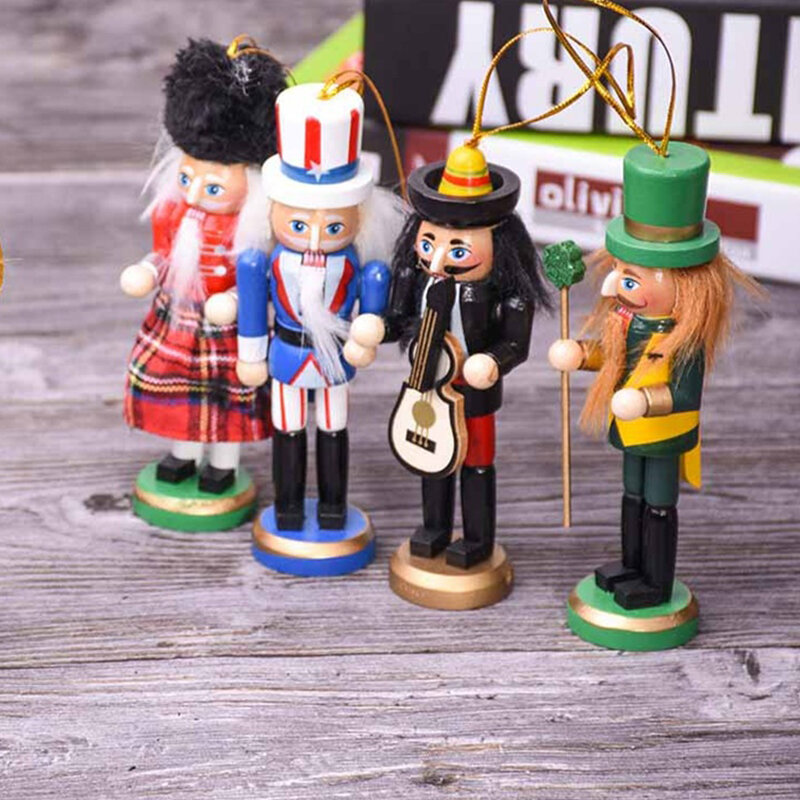 くるみ割り人形の形のペットの置物の装飾品、クリスマス人形のペンダント、バンドの人形、クリスマスの木の装飾、新年の贈り物、12cm、1個