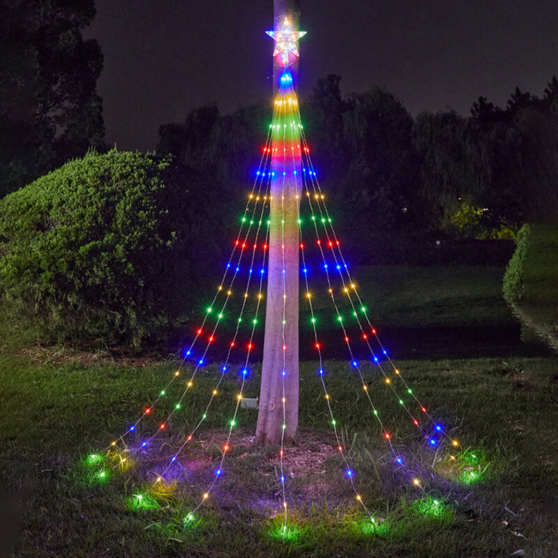LED Weihnachts baum Stern Wasserfall Lichter mit Fernbedienung wasserdichte Lichterkette für Weihnachts dekorationen im Freien