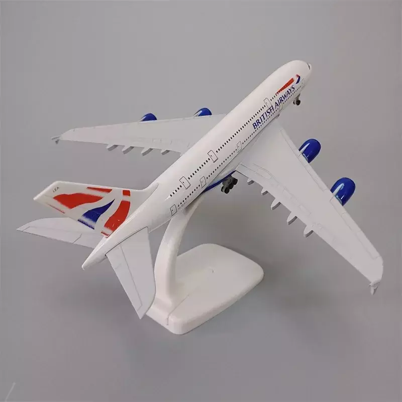 Modelo de avião de liga de alumínio, aeronave com trem de pouso, avião, Reino Unido e British Airlines, AIRBUS 380, A380, 20cm