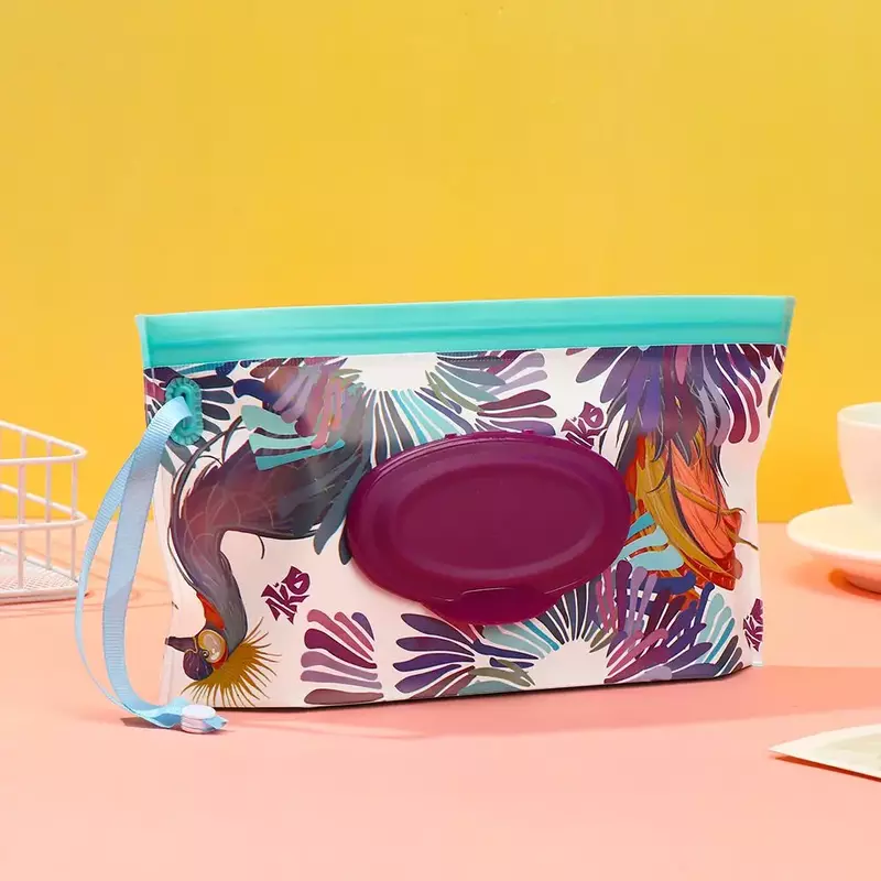 EVA 아기 물티슈 파우치 귀여운 스냅 스트랩 리필 가능한 물티슈 가방 플립 커버 티슈 박스 야외 유용한 유모차 액세서리