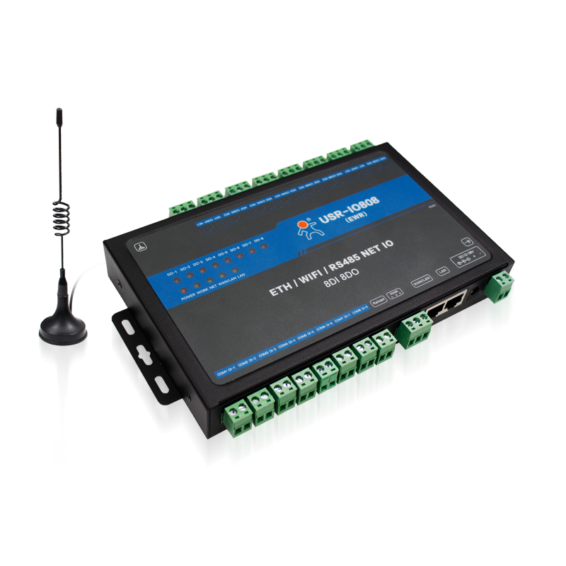 이더넷 WiFi 네트워크 릴레이 IO 컨트롤러, USR-IO808-EWR 지지대 Modbus, RS485, 8 채널