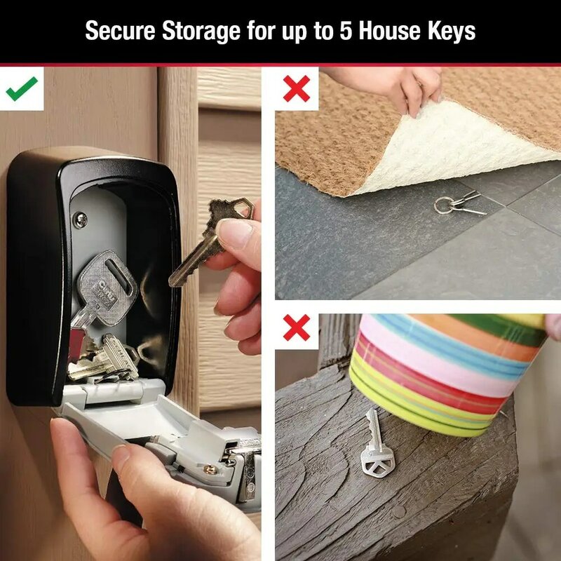 Master Lock Key Storage Box Wall Mount Outdoor Lock Box for House Keys Key Safe with Combination Lock 5 Key Capacity 5401EC
