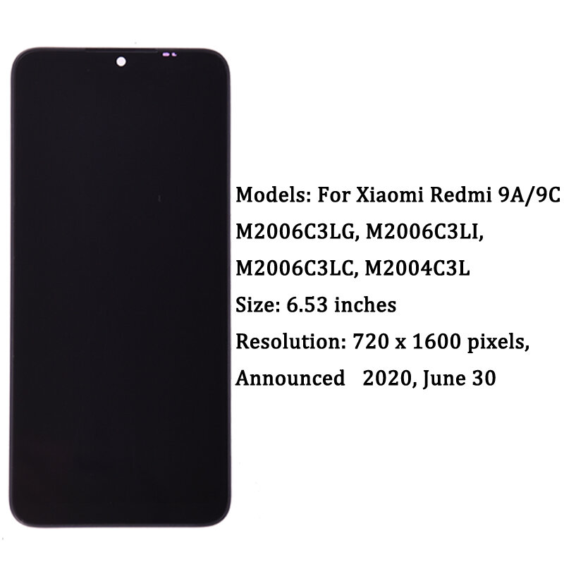 Экран 6,53 дюйма для Xiaomi Redmi 9A 9C, ЖК-дисплей с сенсорным экраном и дигитайзером для Redmi 9, ЖК-дисплей, запасные части для телефона в сборе