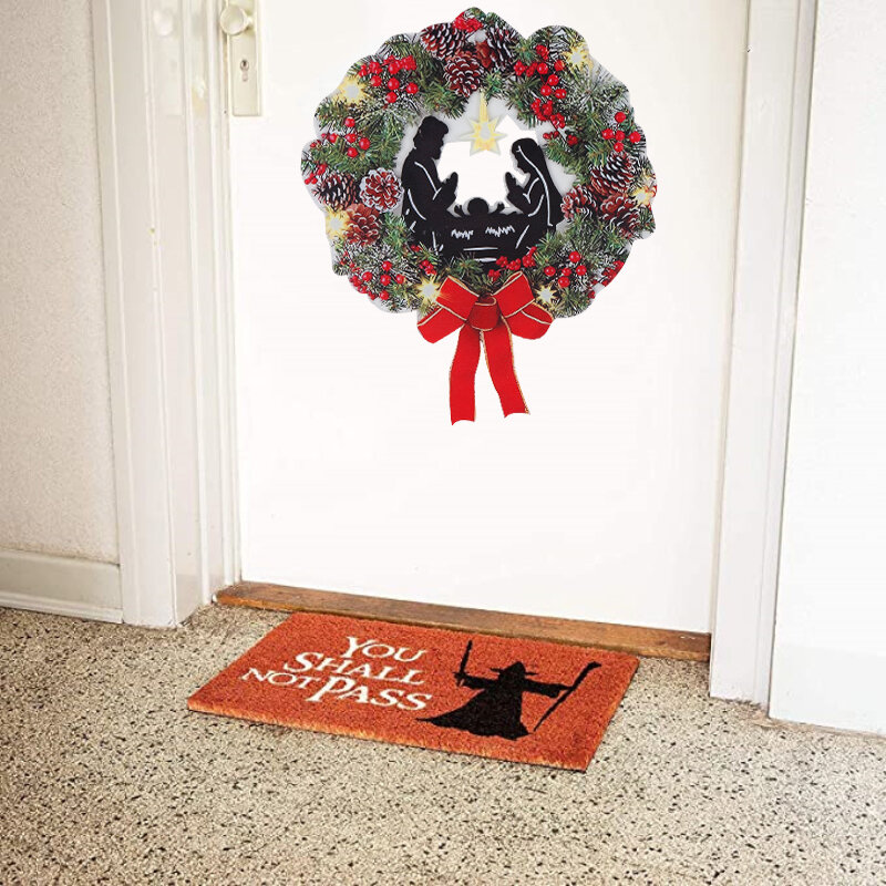Christmas Wreath Outdoor Xmas Decorations Signs Home Garden Office Porch Front Door Hanging Garland 2023 New Year Decor