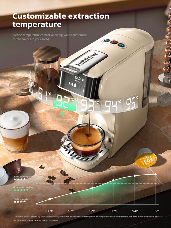 HiBREW 6in1 Capsule Coffee Machine Hot/Cold Multiple Espresso Cafetera Cappuccino Coffee Maker Dolce Gusto Nespresso Powder H1B