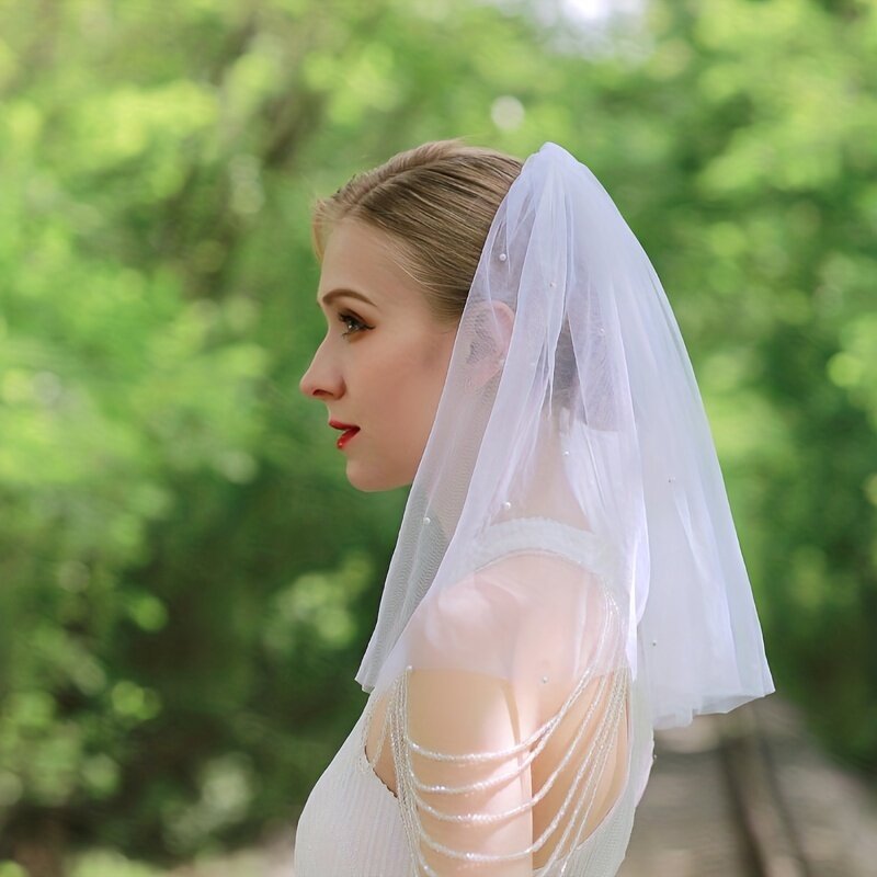 Latest Looking of New Arrival Two-tier Cut Edge Bridal Veils Wedding Accessories Veil