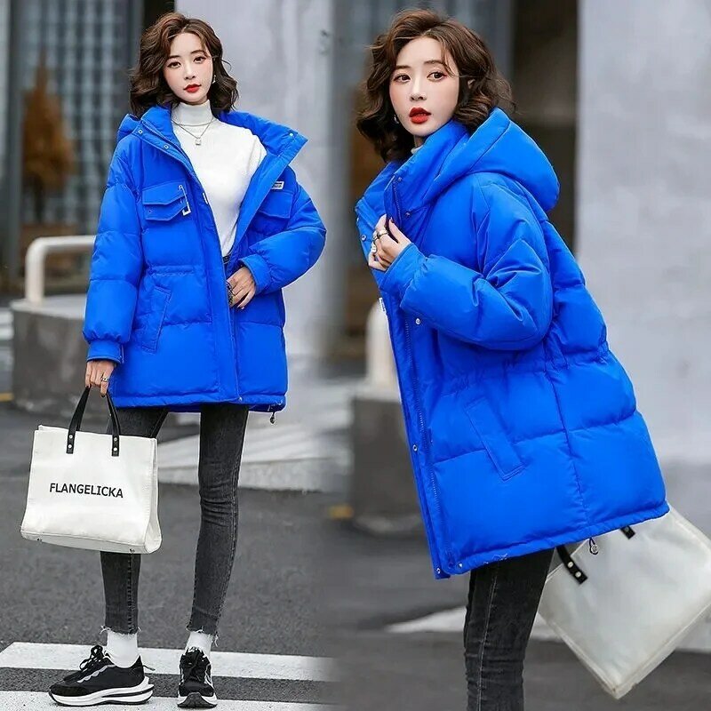 2023 New Winter Jacket Coat Women Thick Down Cotton Padded Jacket Female Casual Puffer Overcoat Hooded Parkas Woman Clothes