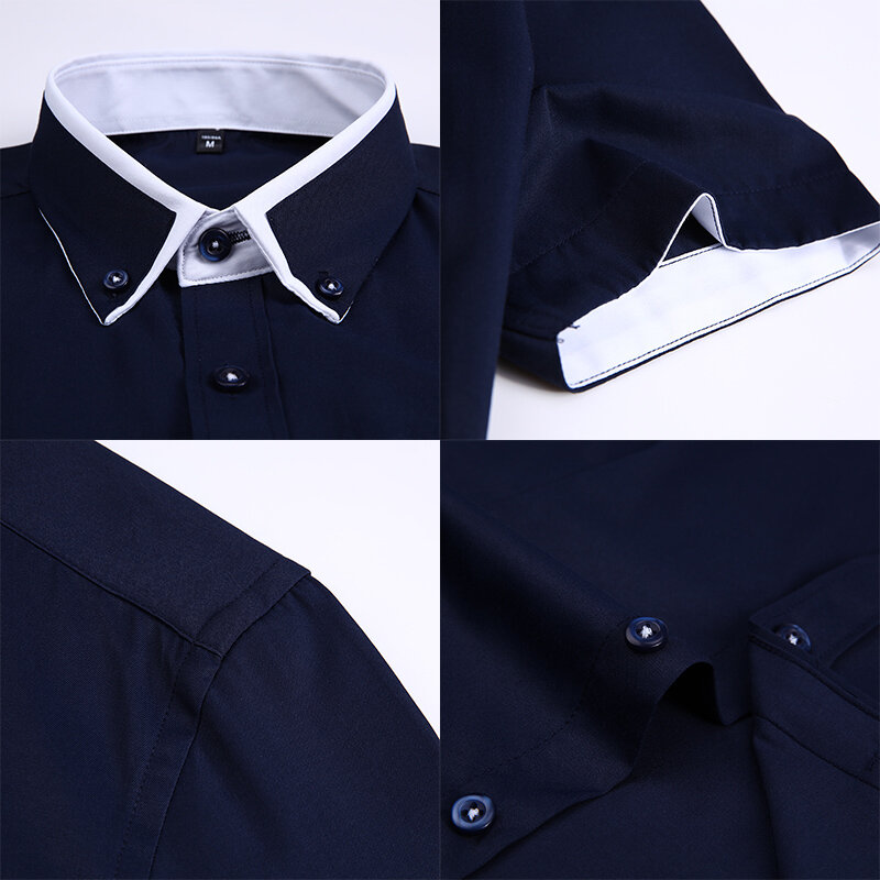 Camisa de negócios masculina de botões TFETTER, mangas curtas, gola virada para baixo, camisas casuais, roupas masculinas, plus size, 5XL, verão
