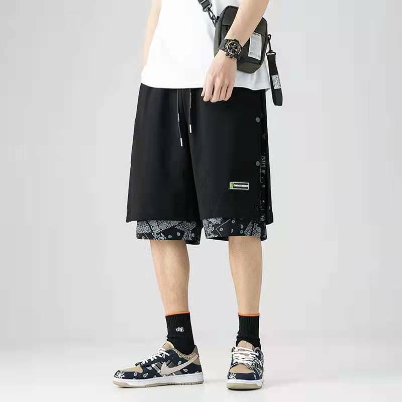 Moda masculina impresso shorts verão casual esportes basquete shorts baggy jogging roupas estilo punk streetwear fina espessura