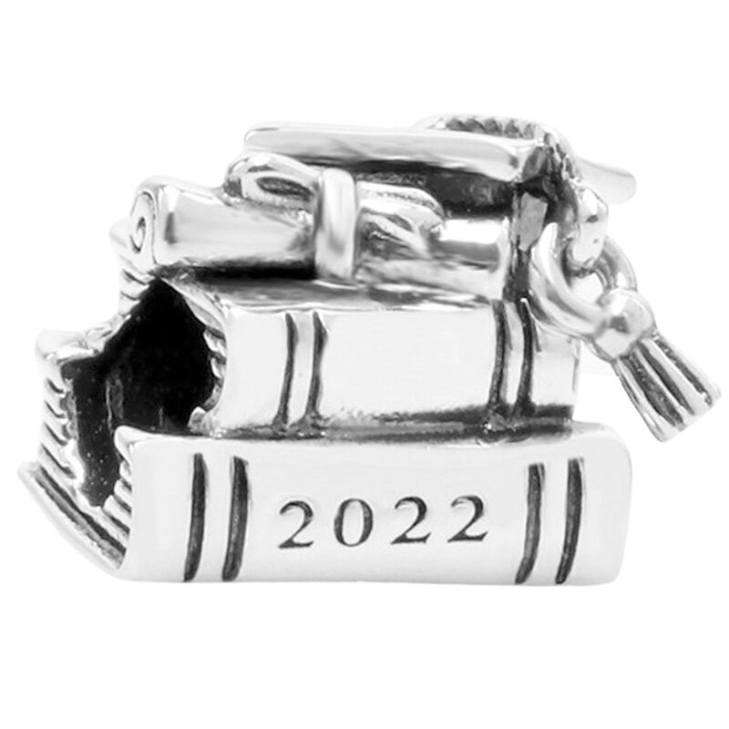 Original Vintage 2019 2020 2021 2022 Graduation Books Cap Beads 925 Sterling Silver Charm Fit Fashion Bracelet Diy Jewelry