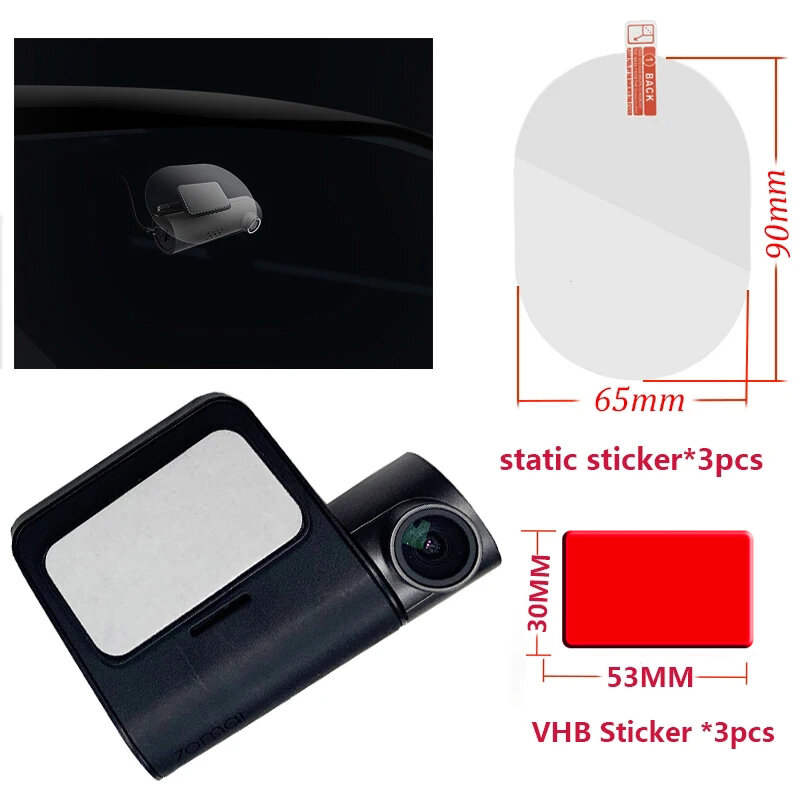 Dla 70mai Pro kamera na deskę rozdzielczą Smart wideorejestrator samochodowy Film i naklejki statyczne, nadaje się do 70 mai Pro wideorejestrator samochodowy uchwyt na film 3pcs