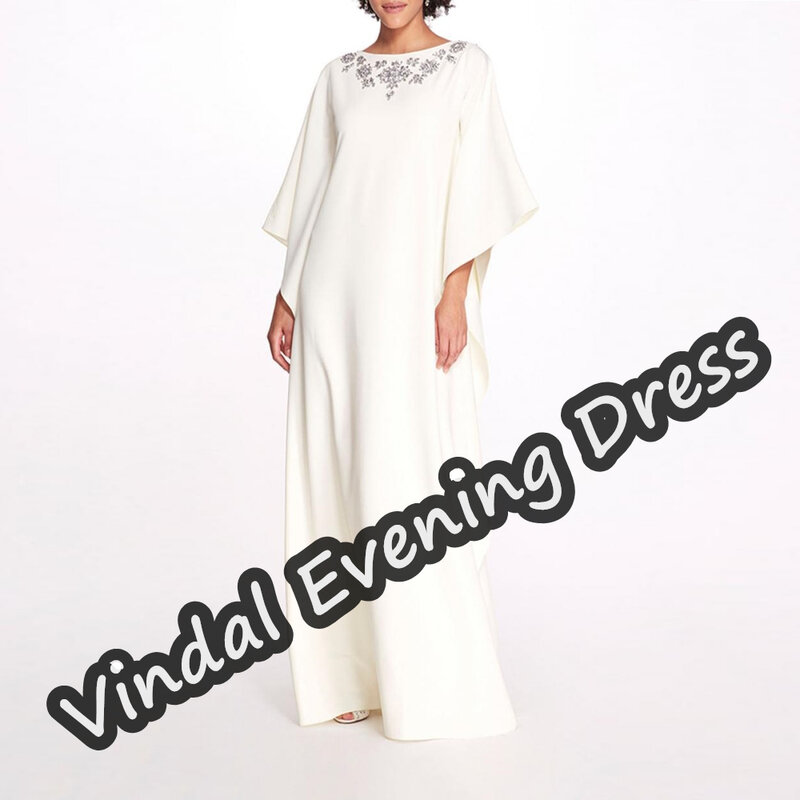 Vindal Scoop dekolt suknia wieczorowa o długości do podłogi elegancki wbudowany biustonosz z krepy saudyjskiej 3/4 rękawy dla kobiet 2024