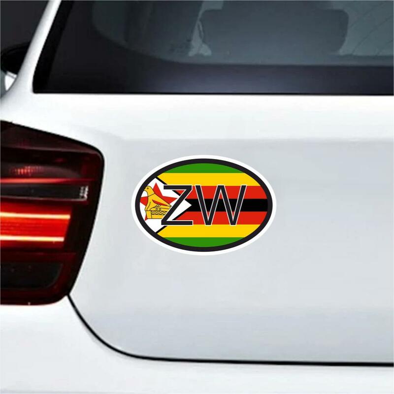 Auto Styling Zimbabwe Zw Vlag Land Code Window Stikcer Sticker Laptop Trolley Case Motorfiets Helm Muur Waterdicht Exterieur