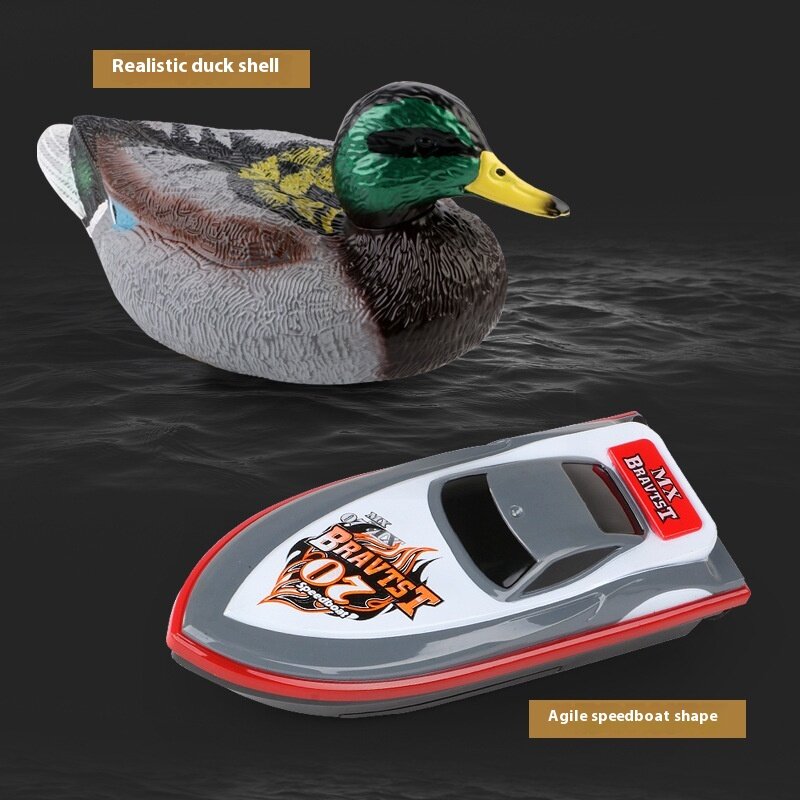Simulation 2.4g Remote Control Boat Duck Speedboat Water Creativity Animal Children's Toy Boat Dual Form Model Speedboat