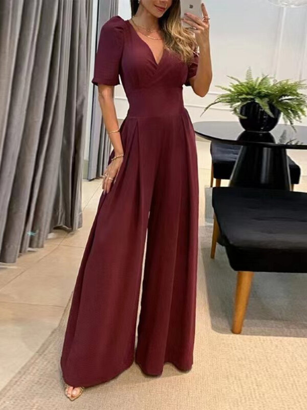 Jump Suits for Women 2023 Spring and Autumn New Fashion Solid Color Temperament High Waist Women's Wide Leg Jumpsuit Streetwear