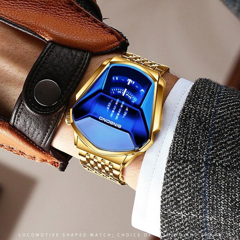 Reloj de pulsera de cuarzo para hombre, cronógrafo de lujo con forma geométrica, resistente al agua, envío directo