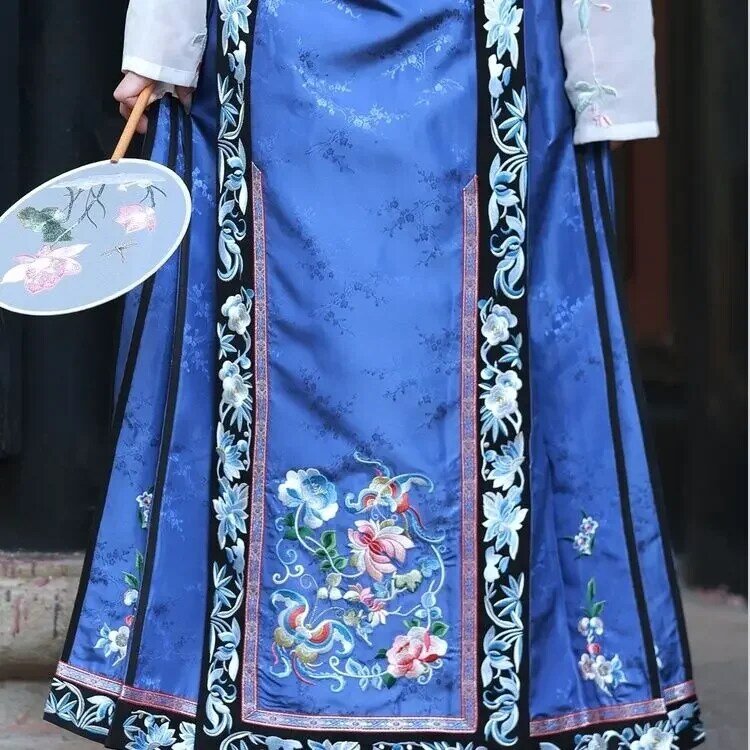 Набор одежды с вышивкой династии Цин и Хань, одежда ханьфу для девушек, юбка с изображением лошади, набор с вышивкой, разноцветная одежда