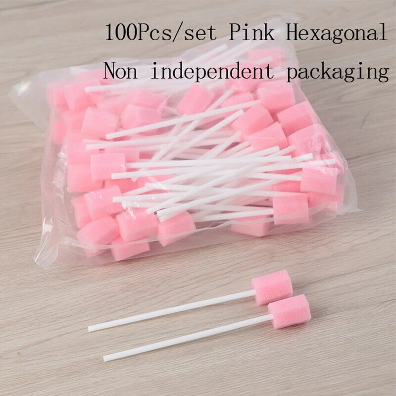 100pcs Disposable Oral Care Sponge Swab Tooth Cleaning Mouth Swabs With Stick