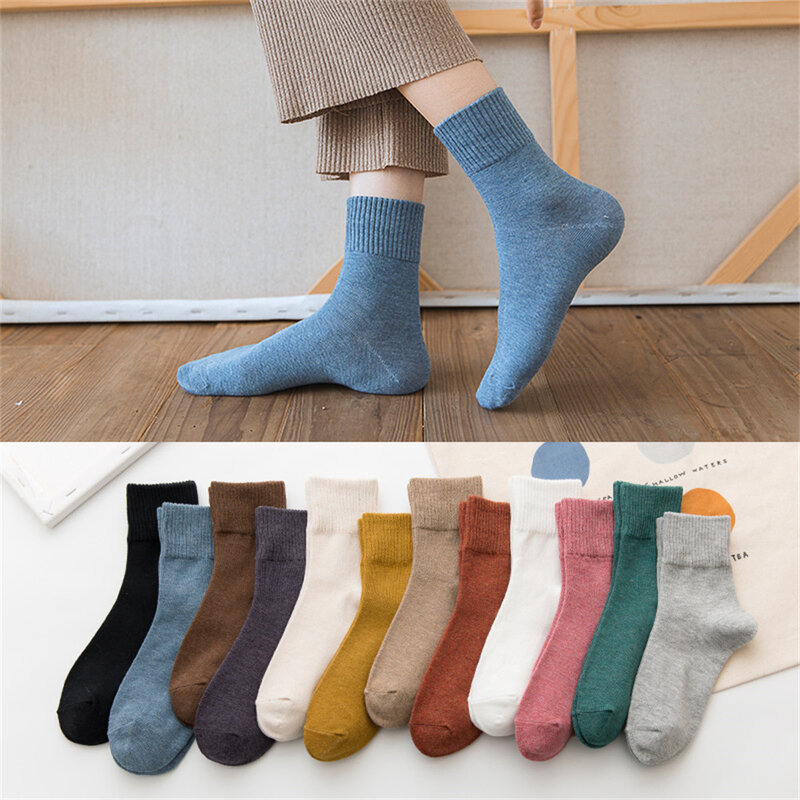 Dikke Wollen Sokken Voor Vrouwen Mannen Casual Comfortabele Zachte Winter Dikke Warme Sokken Hoge Kwaliteit Thermisch Tegen Koude Middenbuis Sok
