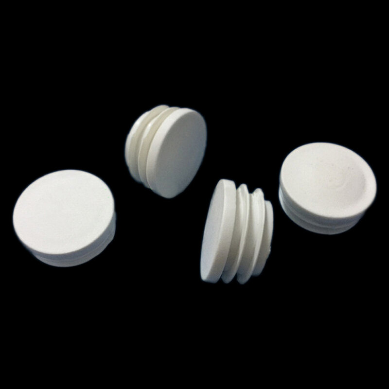 Inserciones de extremo de plástico blanco redondo, tapón de tubo de acero para protectores de patas de Silla, diámetro de 16-50mm, 2/5/10 piezas