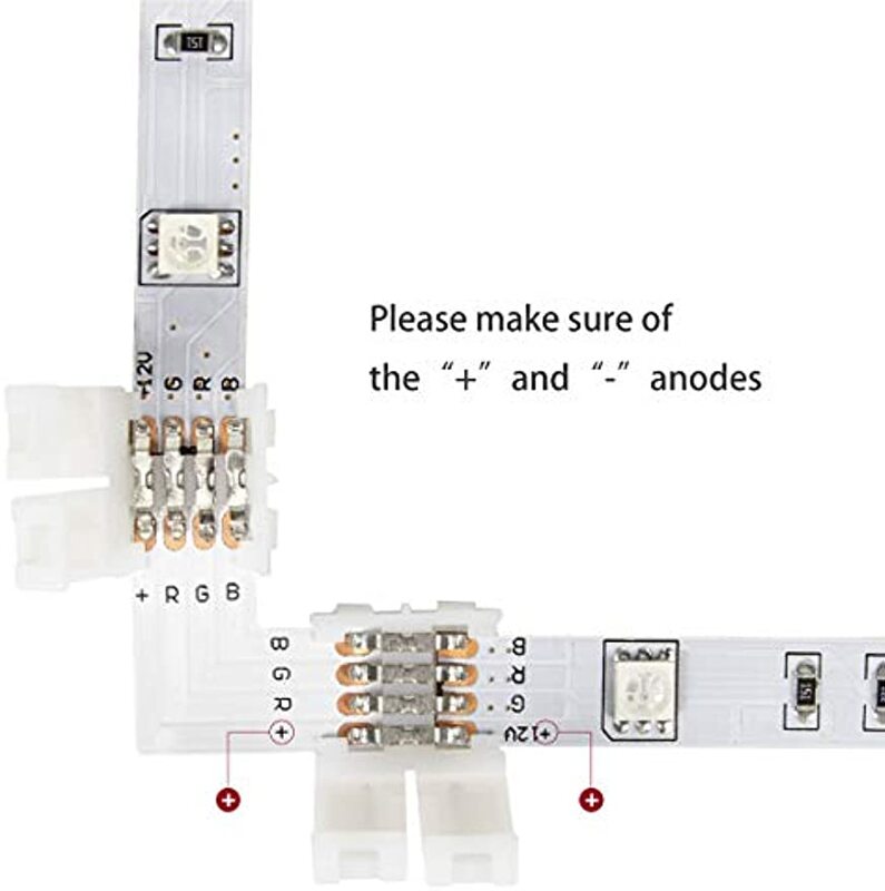 LED Strip Connector Kit for 5050 10mm 4Pin Includes 8 Types of Solderless LED Strip Accessories Provides Most Parts for DIY RGB