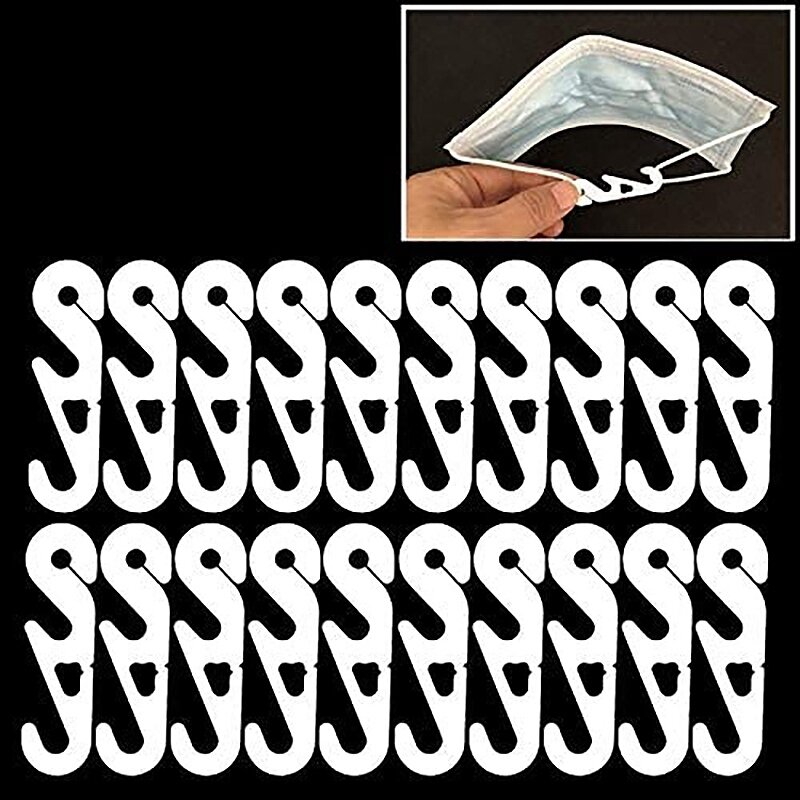 50 PCS S Hook Extension Adjustable Anti-Slip Ear Loops Retainer For Face Shield Band